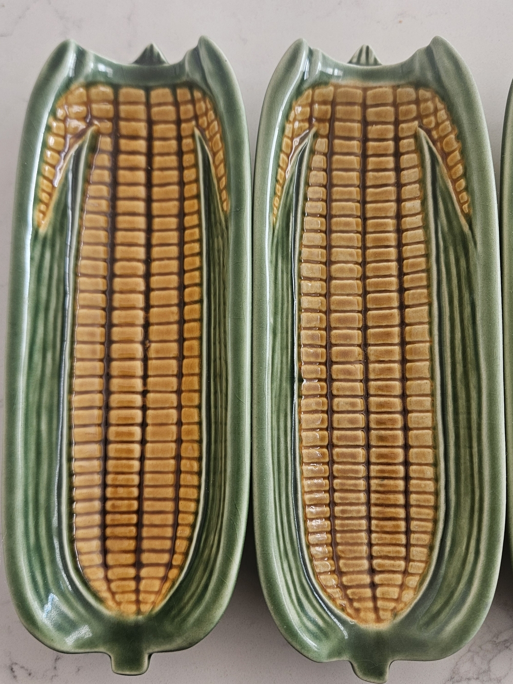 Vintage Majolica Corn Serving Plates Set Of 4 Portuguese Bordallo Pinheiro